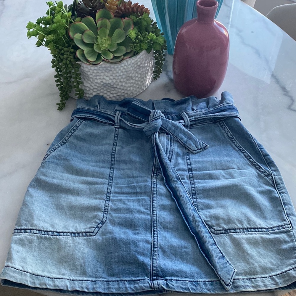 Free People Paperbag Waist Denim Skirt